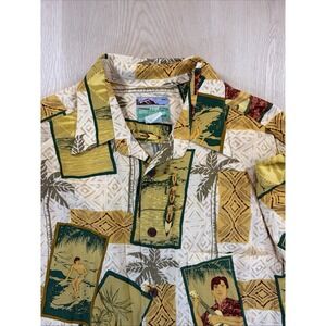 Men's REYN SPOONER Vintage Rayon Shirt Hawaiian Aloha Print  Size M